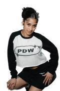 Raw-Hem Color-Block Raglan Crop Sweatshirt