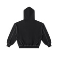 Contrast-Stitched Boxy Fleece Zip Hoodie