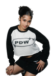 Raw-Hem Color-Block Raglan Crop Sweatshirt