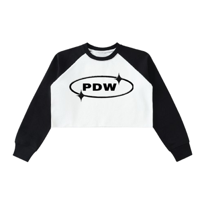 Raw-Hem Color-Block Raglan Crop Sweatshirt