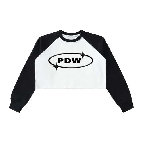 Raw-Hem Color-Block Raglan Crop Sweatshirt