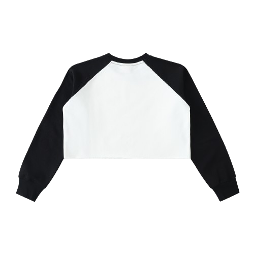 Raw-Hem Color-Block Raglan Crop Sweatshirt