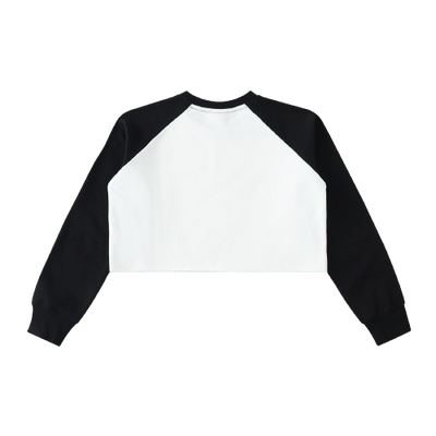 Raw-Hem Color-Block Raglan Crop Sweatshirt